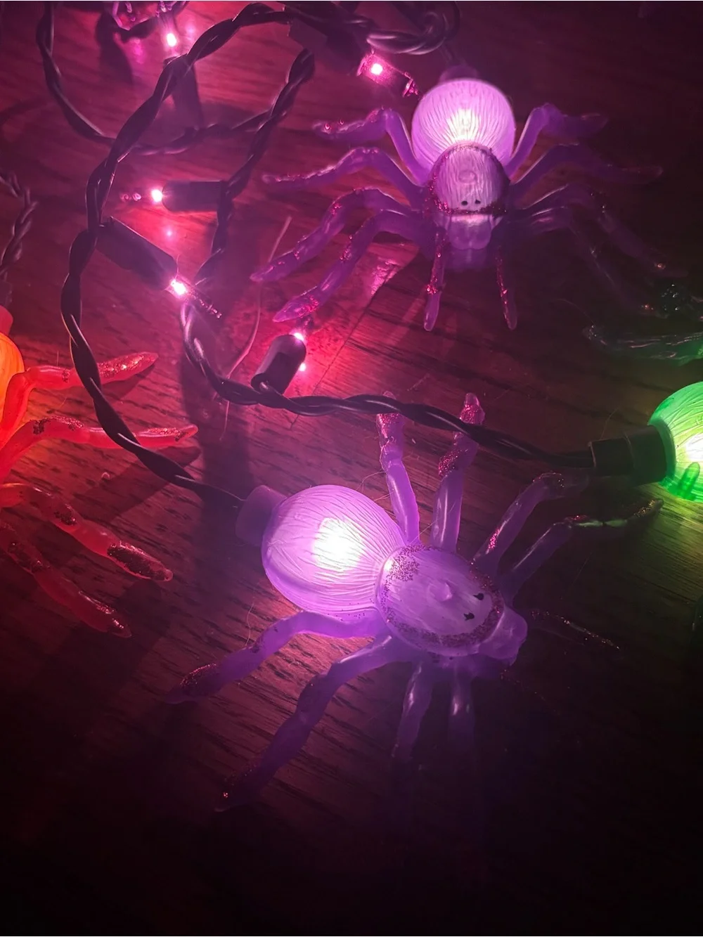 Halloween Tarantula Spider String Lights - Purple, Orange, Green Unused No Box